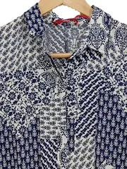 Vorschaubild 3 von Damen Jumpsuit Kurz Gr. S Blau Weiß Paisley Boho Viskose