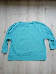 Vorschaubild 3 von Damen Langarmshirt Türkis Gr. M Bio-Baumwolle Casual