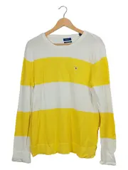Vorschaubild 1 von Pullover Herren gestreift Gelb L Baumwolle Freizeit Langarm