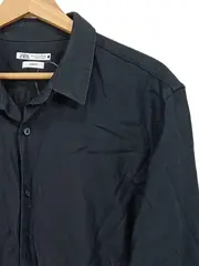 Vorschaubild 3 von Herren Business Hemd Slim Fit Schwarz Baumwolle Gr. XL