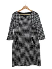 Vorschaubild 1 von Damen Freizeitkleid Gr. 40 L Schwarz Weiß Grafisch Muster Casual