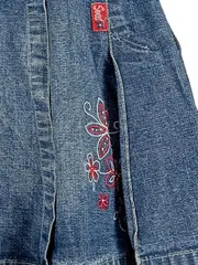 Vorschaubild 3 von Mädchen Jeansrock Gr. 140 Blumen Stickerei Blau Denim