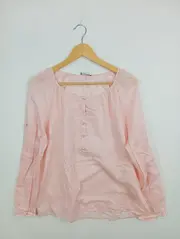 Vorschaubild 2 von TAIFUN Damen Bluse Rosa Langarm Uni Baumwolle Freizeit Gr. 42 XL