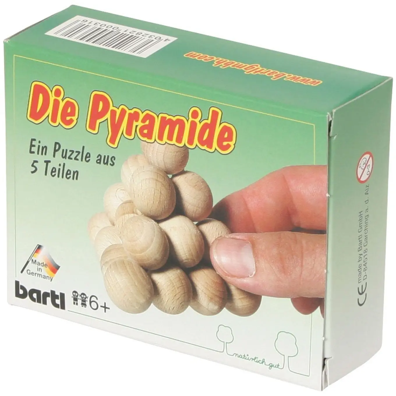 BARTL Geduldspiel Pyramide Holz 5 Teile Knobelspiel Rätselspiel Kinder Erw.