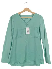 Vorschaubild 1 von Damen Langarmshirt Gr. 40/L Türkis Casual Polyester Viskose
