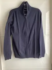 Vorschaubild 2 von Herren Strickjacke Reißverschluss Blau Gr. L Baumwolle