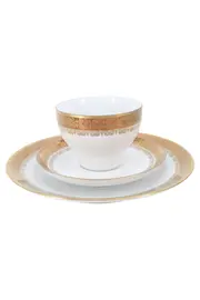 Vorschaubild 1 von Kaffeeservice Porzellan Gold Elegant Tasse Untertasse Kuchenteller