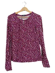 Vorschaubild 1 von Taifun Bluse Damen Gr. 36 Lila Blumenmuster Langarm Viskose