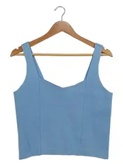 Vorschaubild 1 von Damen Ärmellos Top Blau L Strickmuster Casual Modern