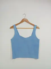 Vorschaubild 3 von Damen Ärmellos Top Blau L Strickmuster Casual Modern