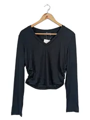 Vorschaubild 1 von Damen Top Langarm Rippstrick Schwarz Gr. 42/XL Casual