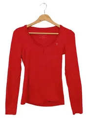 Vorschaubild 1 von Damen Langarmshirt Rot Gr. 36/S Basic Rundhals
