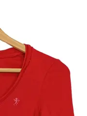 Vorschaubild 3 von Damen Langarmshirt Rot Gr. 36/S Basic Rundhals