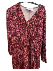 Vorschaubild 1 von Wickelkleid Damen Rot Tierdruck Viskose Gr. 46 Freizeitkleid