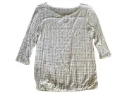 Vorschaubild 8 von Bluse Damen Shirt Gr. 36x38 Weiß Muster Viskose 3/4 Arm Casual