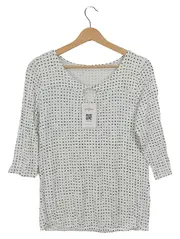 Vorschaubild 1 von Bluse Damen Shirt Gr. 36x38 Weiß Muster Viskose 3/4 Arm Casual