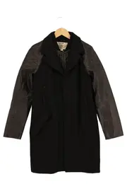 Vorschaubild 1 von Damen Ledermantel Gr. 38;M Schwarz Baumwolle Leder Gesteppt