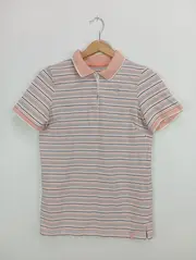 Vorschaubild 1 von TCM Damen Poloshirt Gr. 38/M Rosa Gestreift Kurzarm Casual Basic