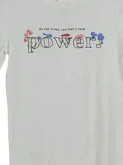 Vorschaubild 3 von Damen T-Shirt Gr. 38/M weiß mit Power Schriftzug & Blumen Print