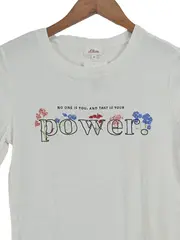 Vorschaubild 2 von Damen T-Shirt Gr. 38/M weiß mit Power Schriftzug & Blumen Print
