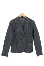 Vorschaubild 1 von Damen Blazer Gr. 38/M Grau Gestreift Business Vintage Baumwolle