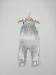 Vorschaubild 4 von Baby Body Strampler Gr. 74 Grau Gestreift mit Bärchen