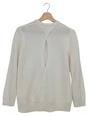 Vorschaubild 2 von Pullover Damen Weiß S Klassisch Elegant Rippstrick Cut-Outs