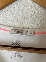 Vorschaubild 3 von Cecil Damen T-Shirt V-Ausschnitt Gr. 38/M Weiß Casual Logo-Print