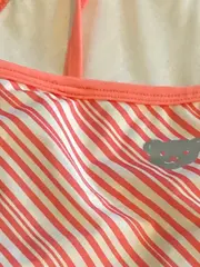 Vorschaubild 2 von Badeanzug Mädchen Gr. 110 Rosa Weiß Gestreift Rüschen