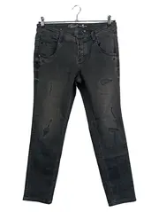 Vorschaubild 1 von Damen Jeans W28 Schwarz Tapered Fit Distressed Casual