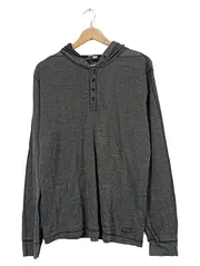 Vorschaubild 1 von Herren Henley Hoodie Kapuzenpullover Grau Meliert Gr. XL