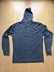 Vorschaubild 2 von Herren Henley Hoodie Kapuzenpullover Grau Meliert Gr. XL