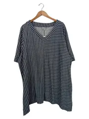 Vorschaubild 1 von Damen Freizeitkleid Gr. 54 XXL Blau Gestreift Baumwolle Casual