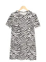 Vorschaubild 1 von Damen Freizeitkleid Gr. 36/S Zebra-Print Kurzarm
