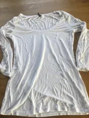 Vorschaubild 2 von BENETTON Damen Langarmshirt Gr. 38/M Weiß Basic Viskose Elasthan