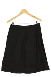 Vorschaubild 2 von Damen A-Linienrock Gr. 36/S Schwarz Baumwolle Blumenmuster Stickerei