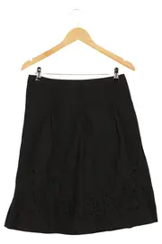 Vorschaubild 1 von Damen A-Linienrock Gr. 36/S Schwarz Baumwolle Blumenmuster Stickerei