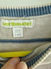 Vorschaubild 4 von Pullover Kinder Gr. 104 Beige Gestreift Maritim Baumwolle Langarm