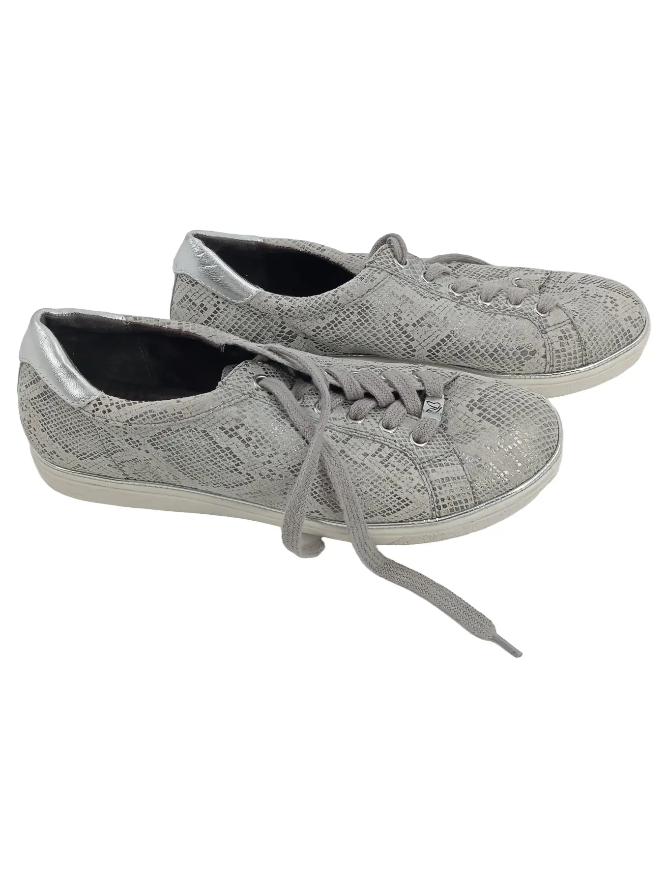 CAPRICE Damen Sneaker Schnürschuhe Grau Gr. 39 Animal Print Metallic