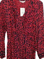 Vorschaubild 2 von Damen Freizeitkleid M Rot Animal-Print Leopardenmuster Midi