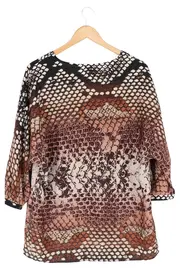 Vorschaubild 1 von Taifun Langarmshirt Damen Gr. 38/M Braun Animal-Print Casual Bohemian