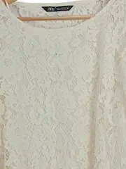 Vorschaubild 2 von Damen Spitzenbluse Puffärmel Creme Floral Gr. M 38