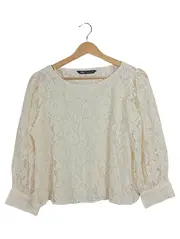 Vorschaubild 1 von Damen Spitzenbluse Puffärmel Creme Floral Gr. M 38