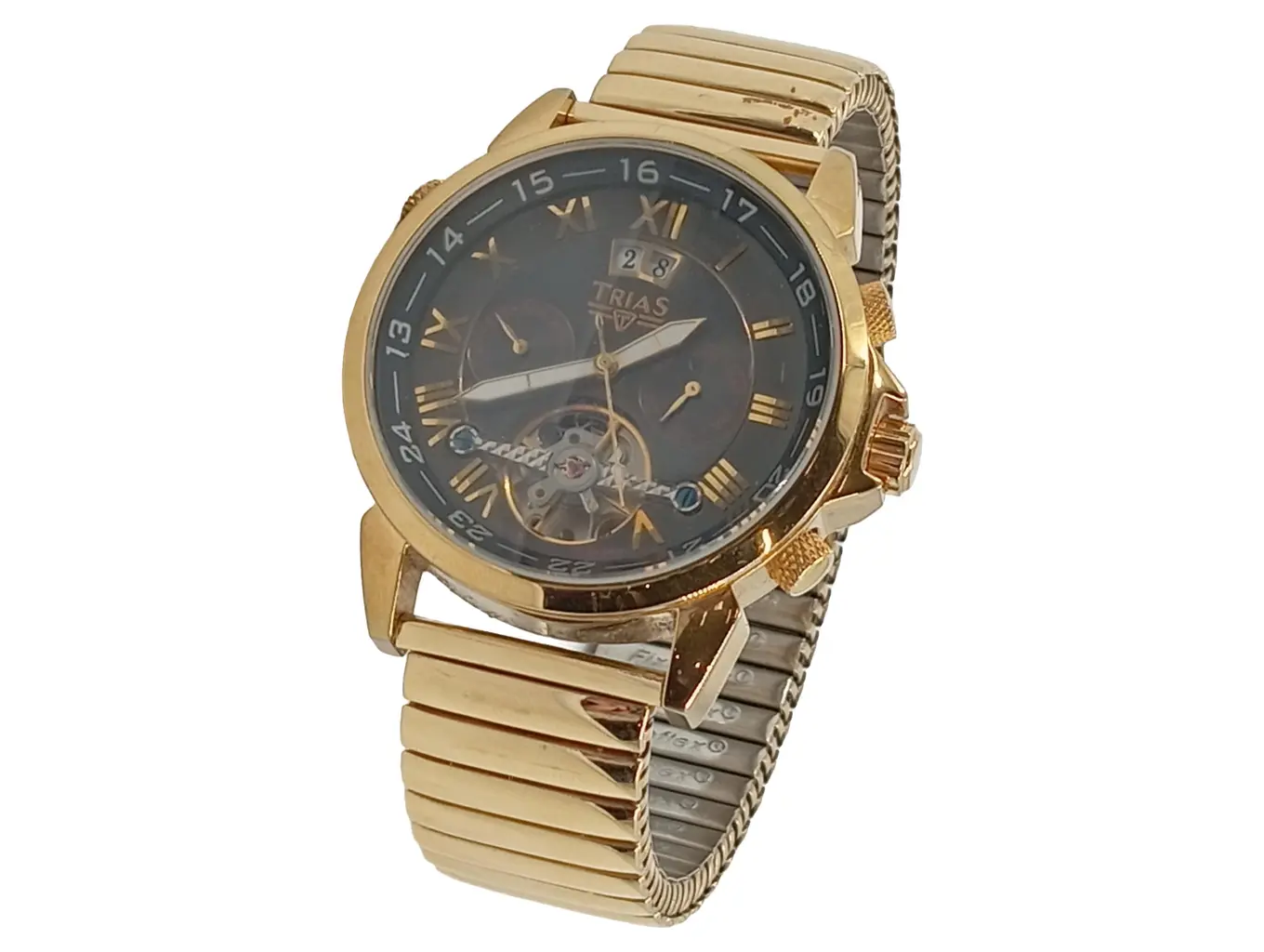 TRIAS Herren Armbanduhr Gold Elegant Metall Automatik Uhr