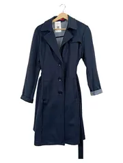 Vorschaubild 1 von Damen Trenchcoat Klassisch Blau Gr. 38 Langarm Uni Knopf