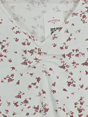 Vorschaubild 4 von Damen Langarmshirt Gr. 40 L weiß mit Blumenmuster Casual