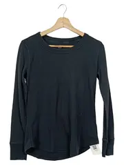 Vorschaubild 1 von Damen Langarmshirt Gr. S schwarz Rippstrick Baumwolle Basic