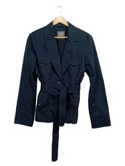 Vorschaubild 1 von Damen Leichte Jacke Gr. 42 XL Petrol Baumwolle Bindegürtel Safari