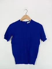 Vorschaubild 2 von Damen Pullover Kurzarm Basic Blau Gr. 36/S Viskose
