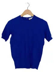 Vorschaubild 1 von Damen Pullover Kurzarm Basic Blau Gr. 36/S Viskose